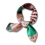 Foulard Vert et Rose à pois noirs en Soie pour cheveux