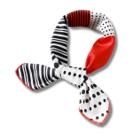 Foulard Cheveux Rouge et Blanc à Pois Noirs en soie