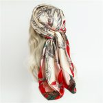 Le foulard cheveux femme ESTELLE blanc crème à motifs dessins chez Foulard Frenchy