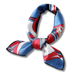 foulard pour cheveux en soie bleu et rouge