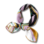 Foulard en Soie Orange et Noir à motif Fleuri