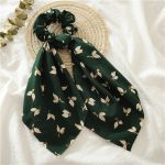 Chouchou Foulard Vert Feuilles en Folie